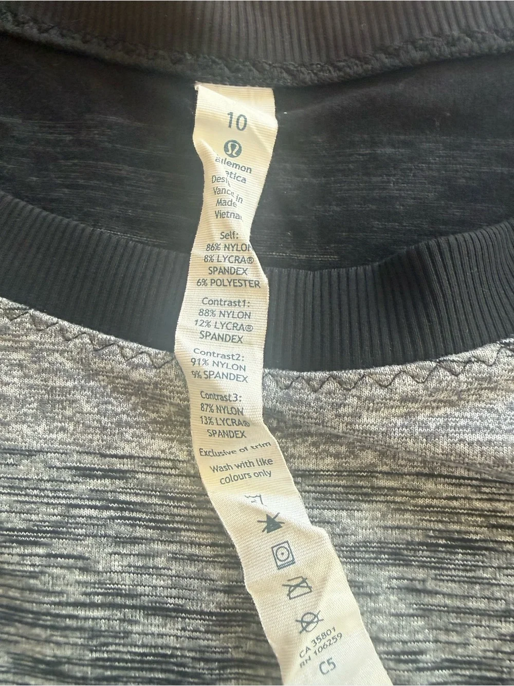 Lululemon Happy Yin Year Crewneck Sweatshirt Thumbholes Heathered Black Gray 10